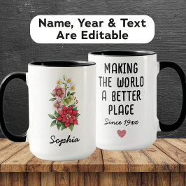 Mug Custom December Birth Flower - Personalized Name