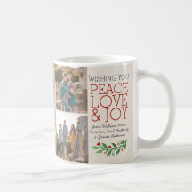 Custom Elegant Peace Love Joie 3 Photo Noël
