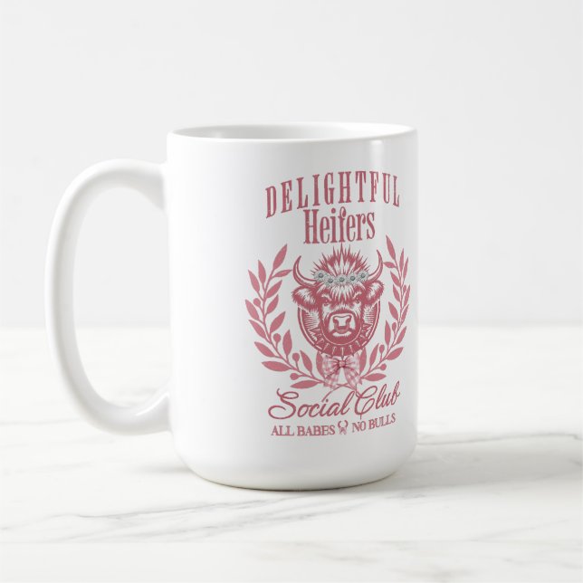 Mug Custom Funny Cow Gift For Her, Heifer Social Club (Gauche)