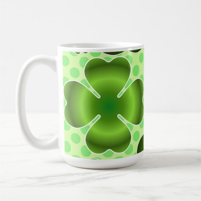 Mug Custom Green Lucky Clover Pattern Gift (Gauche)