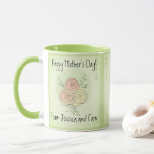 Mug Custom Happy Mère's Day chaux roses d'art