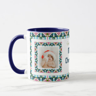 Mug Custom Jolly Blue Joyeux Noël Photo Thé Café