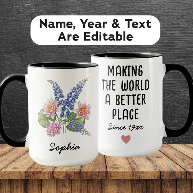 Mug Custom July Birth Flower - Personalized Name (Créateur téléchargé)