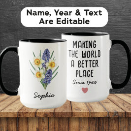 Mug Custom March Birth Flower - Personalized Name