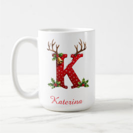 Mug Custom Monogram initial K merry Christmas 