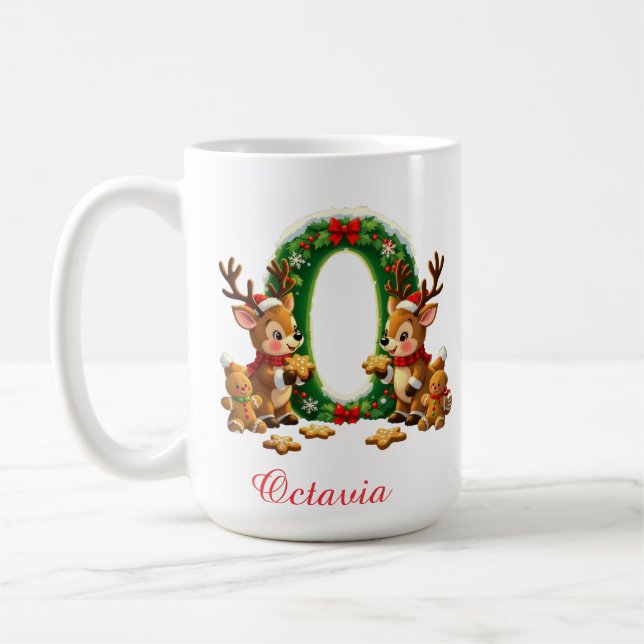 Mug Custom Monogram initial O merry Christmas  (Gauche)