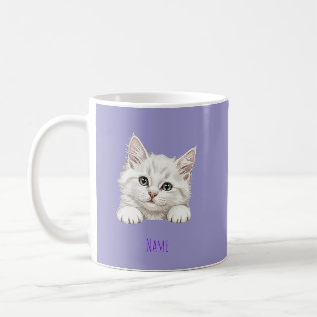 Mug Custom Name Personalized Kitten Art Gift (Gauche)