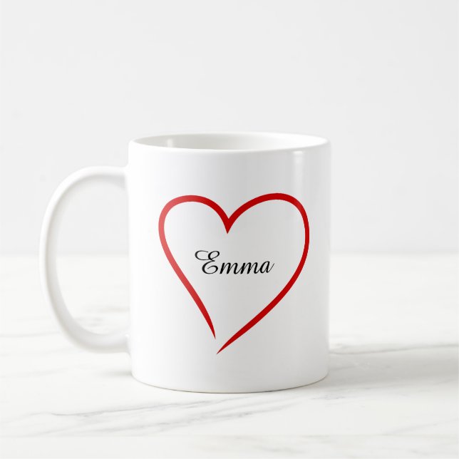 Mug Custom Name with Heart –  Valentine's Day  (Gauche)