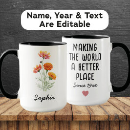 Mug Custom October Birth Flower - Personalized Name