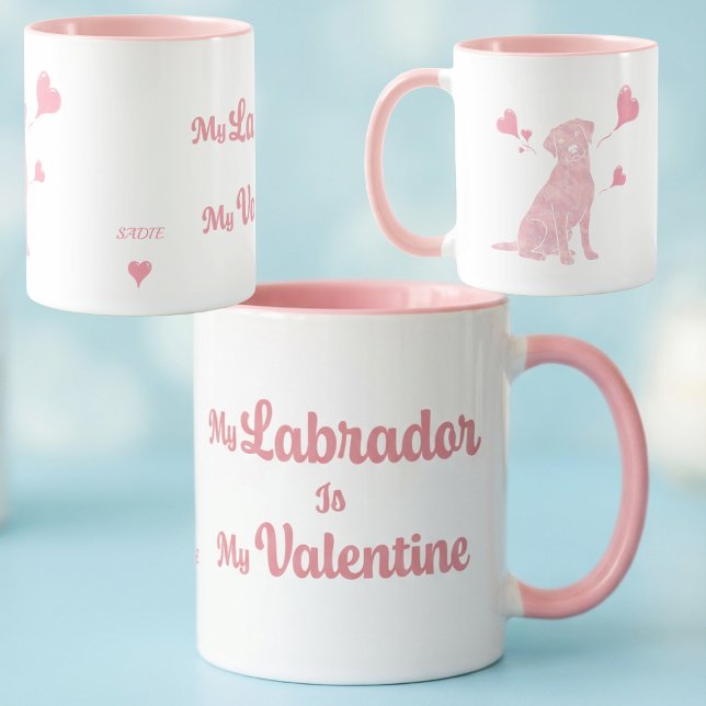 Mug Custom Pastel Pink Labrador Valentine Mug, Name (Créateur téléchargé)