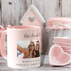 Mug Custom photo best friends forever blush pink
