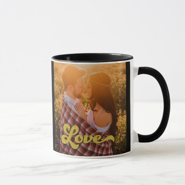 Mug Custom Photo with Gold Love Overlay (Droite)