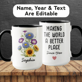 Mug Custom September Birth Flower - Personalized Name