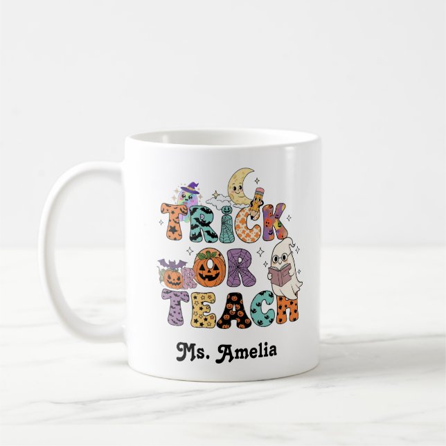 Mug Custom Teacher Mug, Custom Teacher Gift, Halloween (Gauche)