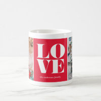 Custom Two Photo Collage Red LOVE Valentine's Day