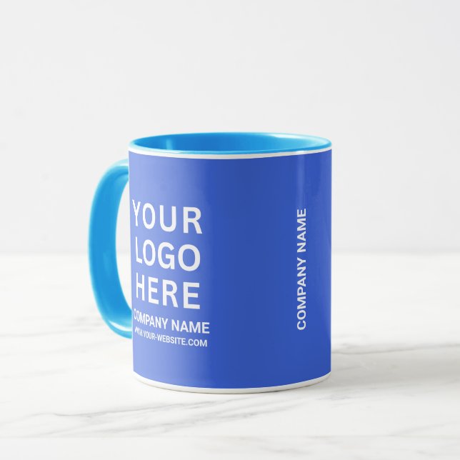 Mug Custom White Company Logo on a Business Blue (Devant gauche)