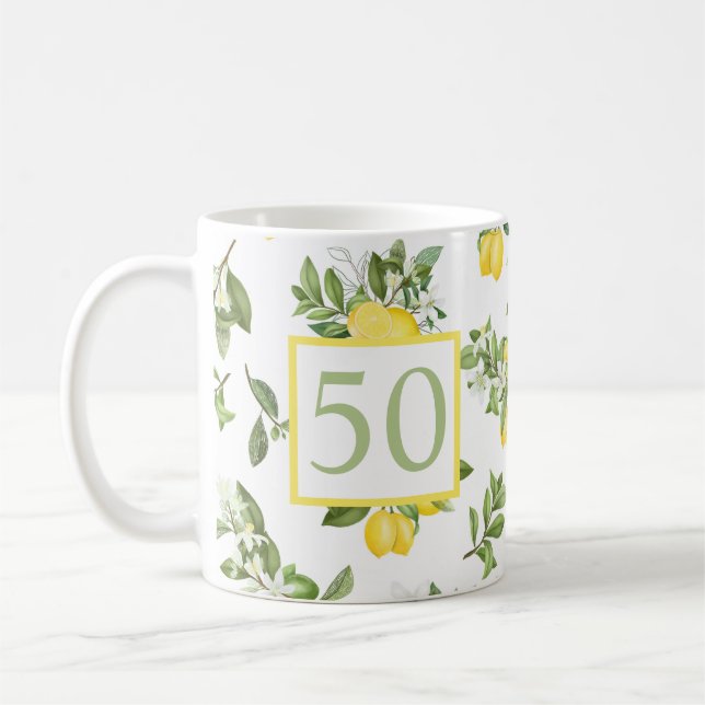Mug Cute 50e anniversaire Citron Citrus Botanique (Gauche)