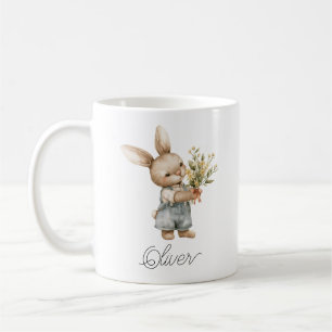 Mug Cute Aquarelle Bunny Boy Nom personnalisé
