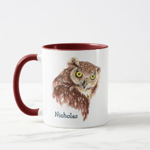 Mug Cute Aquarelle Grumpy Night Owd Art