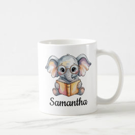 Mug Cute Baby Elephant Reading a Book Custom