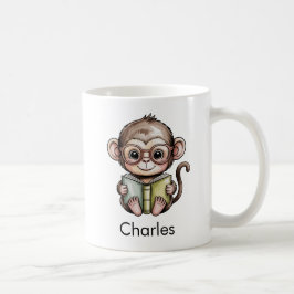 Mug Cute Baby Monkey Reading a Book