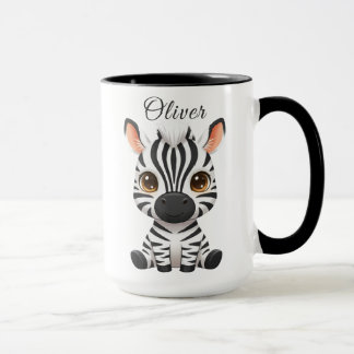 Mug Cute Baby Zebra Cartoon, Personalize Child's Name