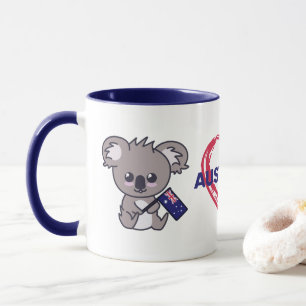Mug Cute bébé koala tenant drapeau australien & coeu