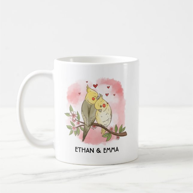 Mug Cute Birds Couple Personnalisé Saint Valentin (Gauche)