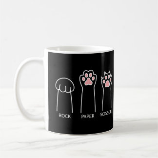 Mug Cute Black Rose Funny Chat Papier Rock Ciseaux mèm