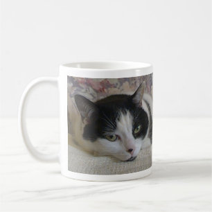 Mug Cute Blanc Noir Chat Photo Nom Monogramme