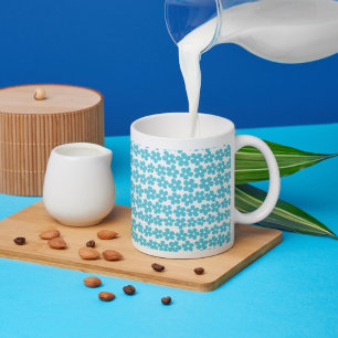 Mug Cute Blue Minimalist Daisy Motif Floral