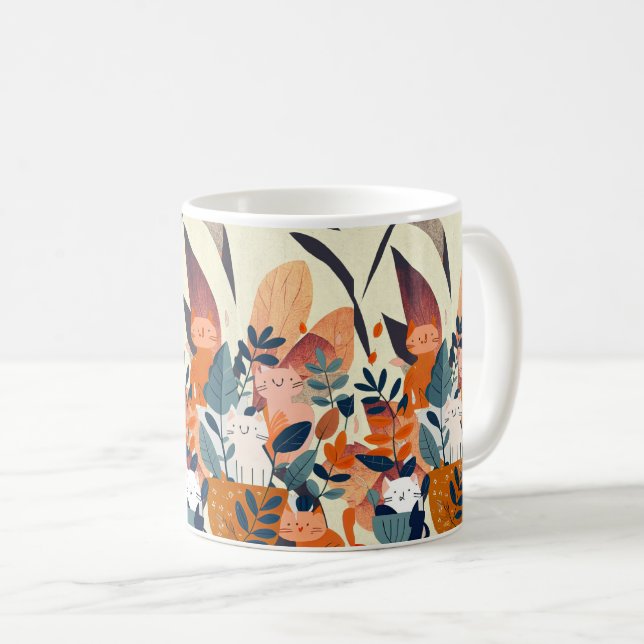 Mug "Cute Boho Chats Contemporains - Animal Élégant (Devant droit)