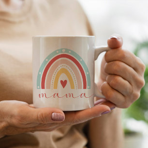 Mug Cute Boho Rainbow Heart Mama Maman Fête des mères
