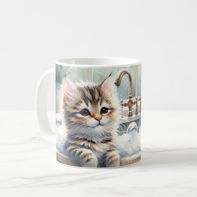 Mug Cute Bubbly Kitten Temps de bain (Devant gauche)