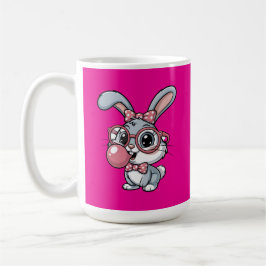 Mug Cute Bunny with Glasses Blowing Bubble Gum