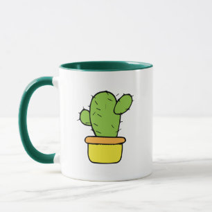 Mug Cute Cactus dans Planteur Jaune