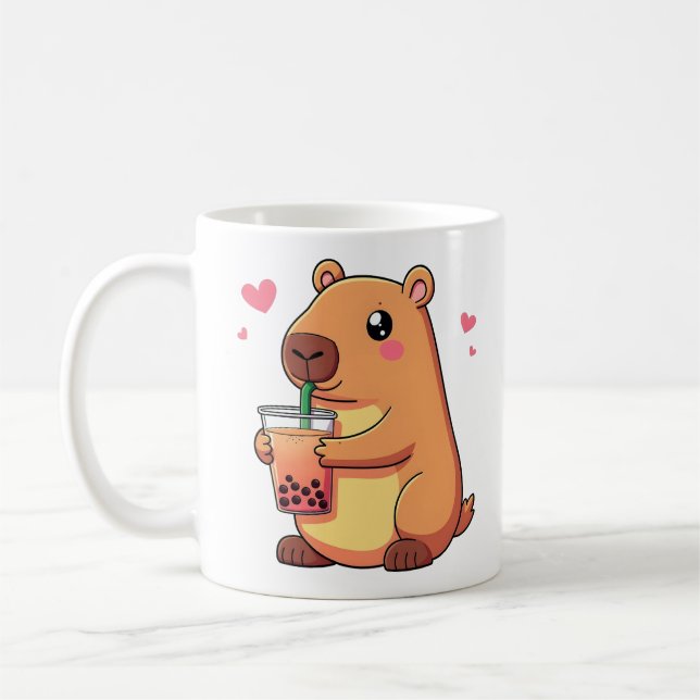 Mug Cute Capybara Boire Boba Bubble Tea Femmes Filles (Gauche)