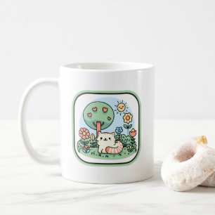 Mug Cute Chat Dans Un Jardin Doodart