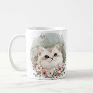 Mug Cute Chat en Fleurs Manga Style Cadeau pour Amoure