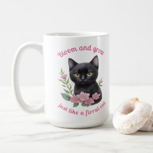 Mug Cute chat Floral Design Fleurit et grandit