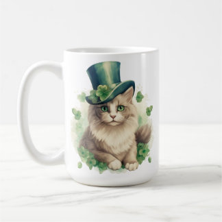 MUG CUTE CHAT FLUFFY HABILLÉ POUR JOUR DE LA SAINT PAT