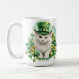 MUG CUTE CHAT FLUFFY HABILLÉ POUR JOUR DE LA SAINT PAT