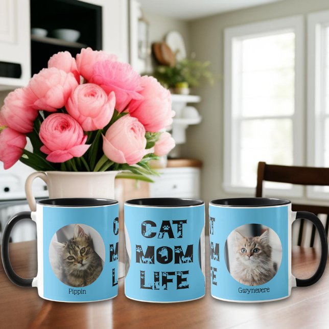Mug Cute Chat Maman Vie Personnalisée Animal de compag (Créateur téléchargé)