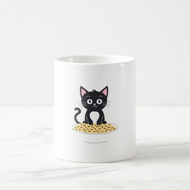 Mug Cute Chat Noir Jouant Avec De La Nourriture (Centre)