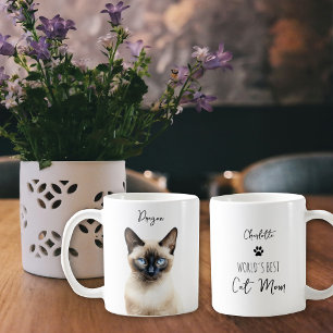 Mug Cute chat siamois personnalisé Meilleur maman / Pa