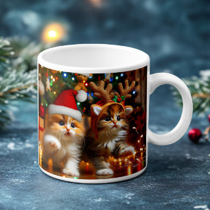 Mug Cute chatons avec le Père Noël et casquettes de re
