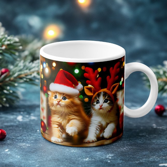 Mug Cute chatons avec le Père Noël et casquettes de re (Créateur téléchargé)
