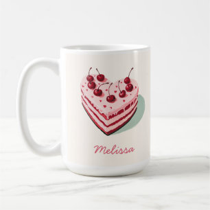 Mug Cute Cherry Heart Nom du gâteau Saint-Valentin