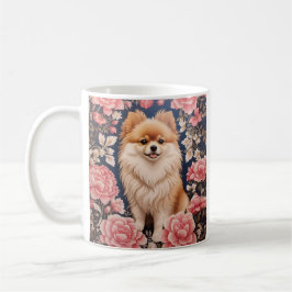 Mug Cute Chien Poméranien Rose Floral