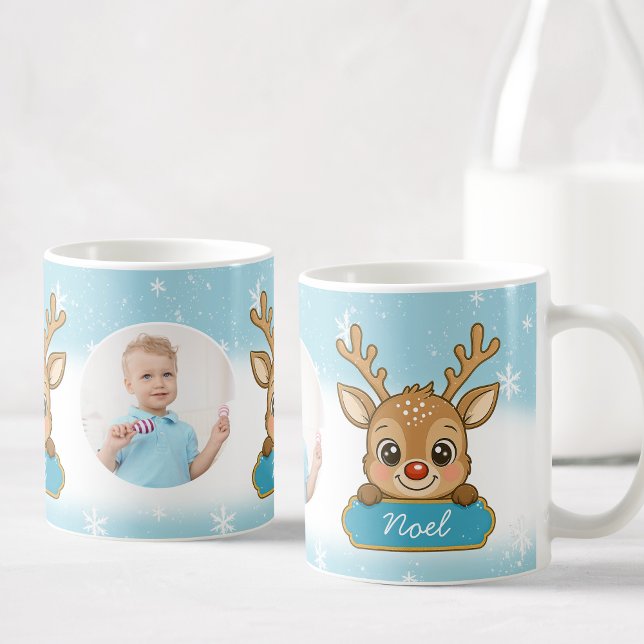 Mug Cute Christmas Holiday Reindeer Blue Boy Kids (Créateur téléchargé)